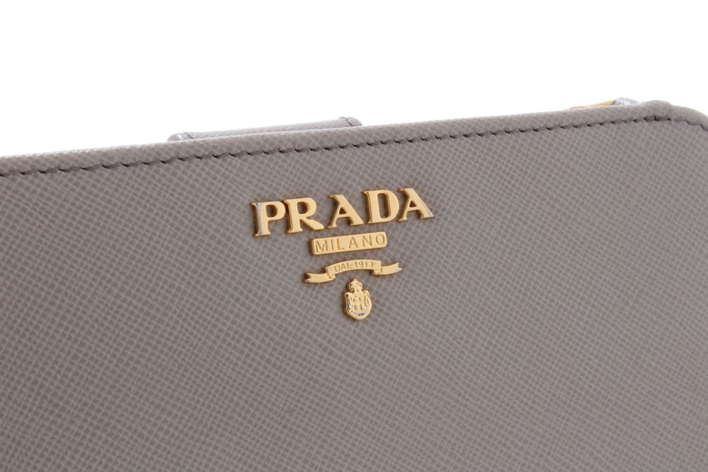 Prada Saffiano Taupe Leather Bifold Wallet