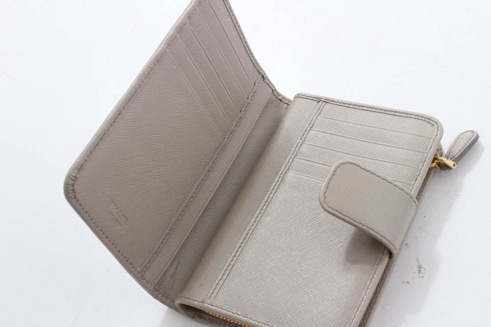 Prada Saffiano Taupe Leather Bifold Wallet