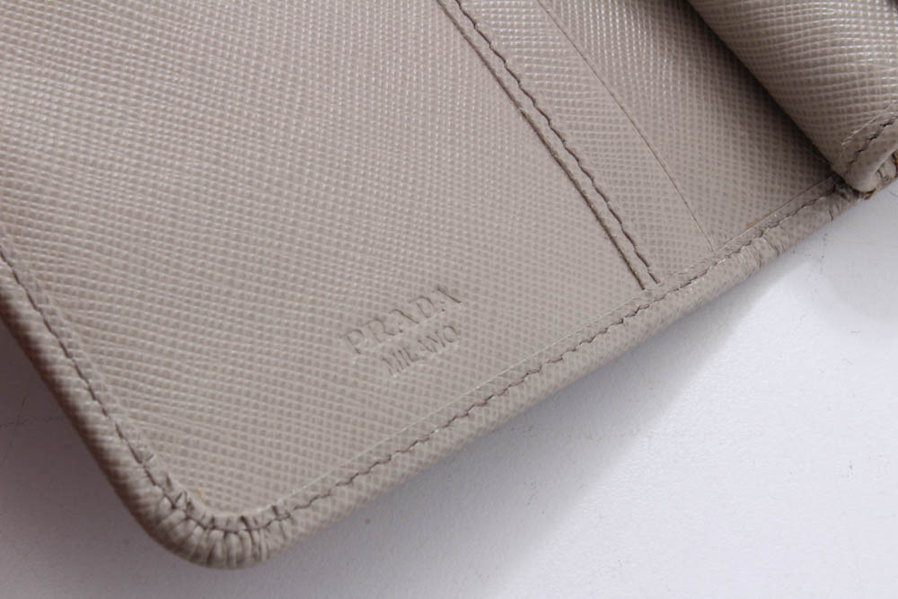 Prada Saffiano Taupe Leather Bifold Wallet