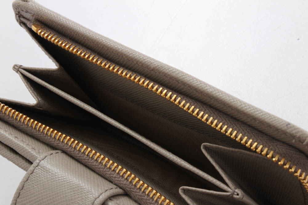 Prada Saffiano Taupe Leather Bifold Wallet