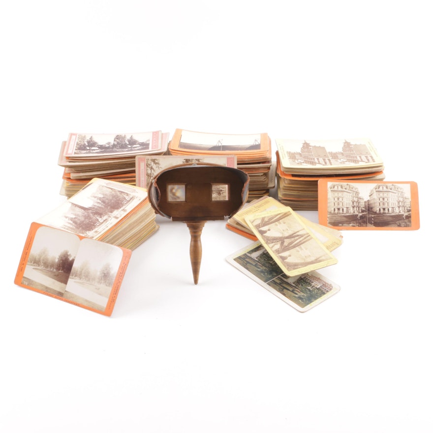 Antique Stereoscope Viewer and Cards