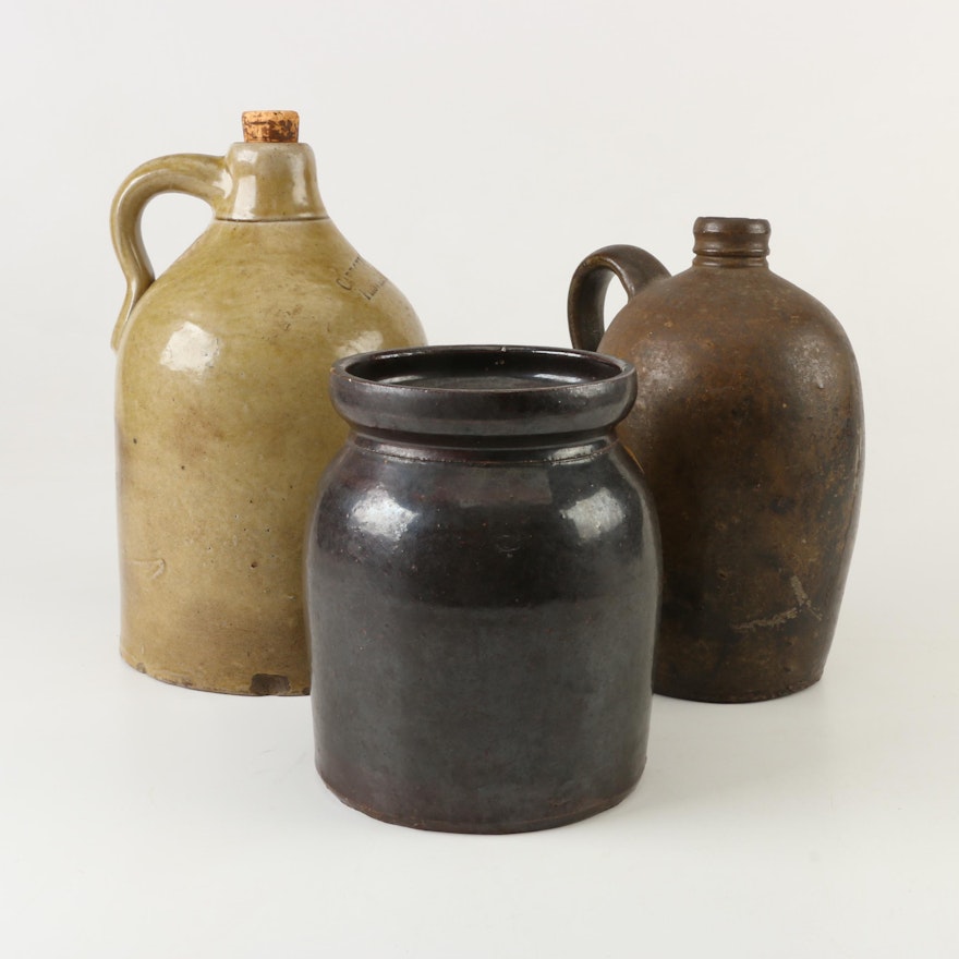 Antique and Vintage Stoneware Jugs and Crock including Caproni Bros.