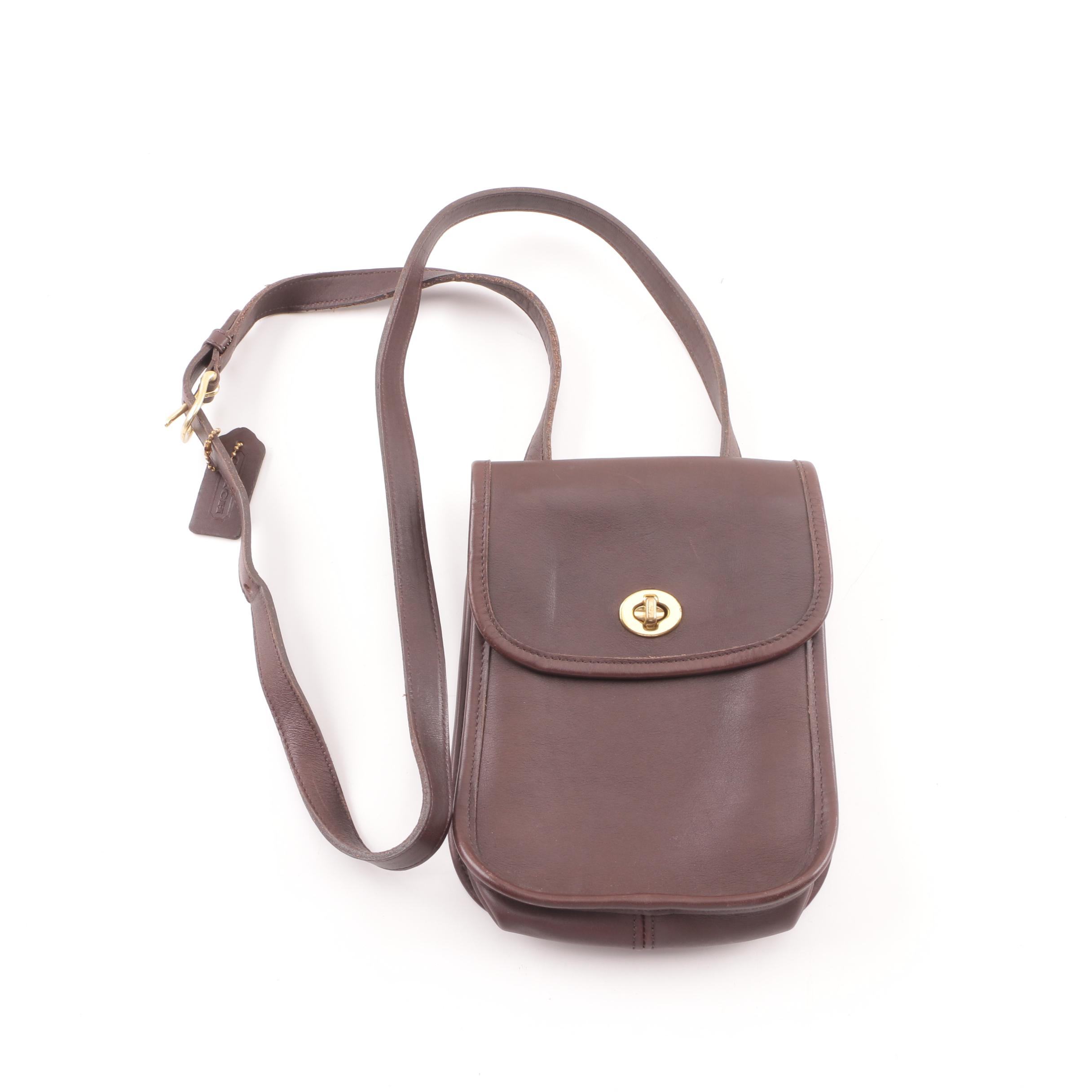 1997 Vintage Coach Scooter Small Side Pack Brown Leather Crossbody Bag