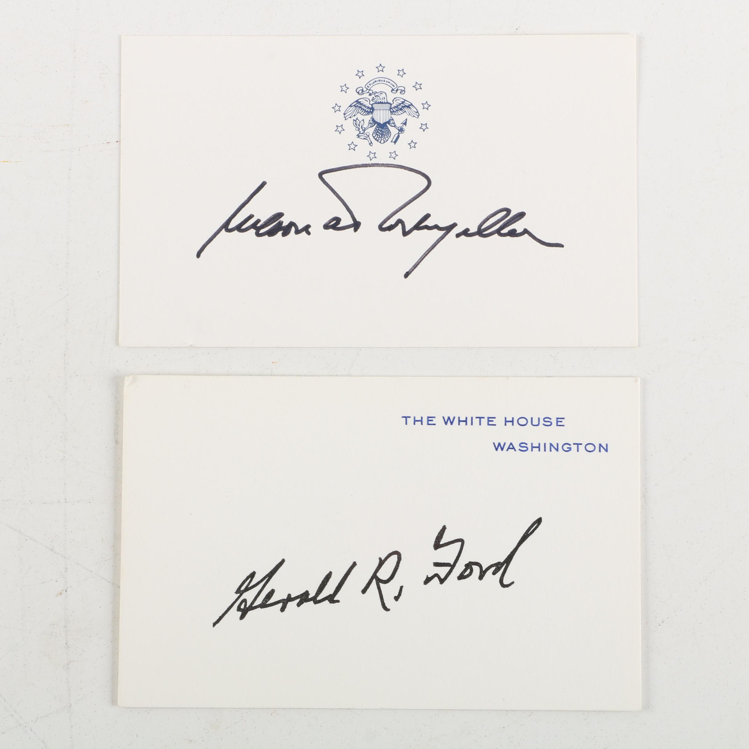 Gerald Ford and Nelson Rockefeller Autographed Cards