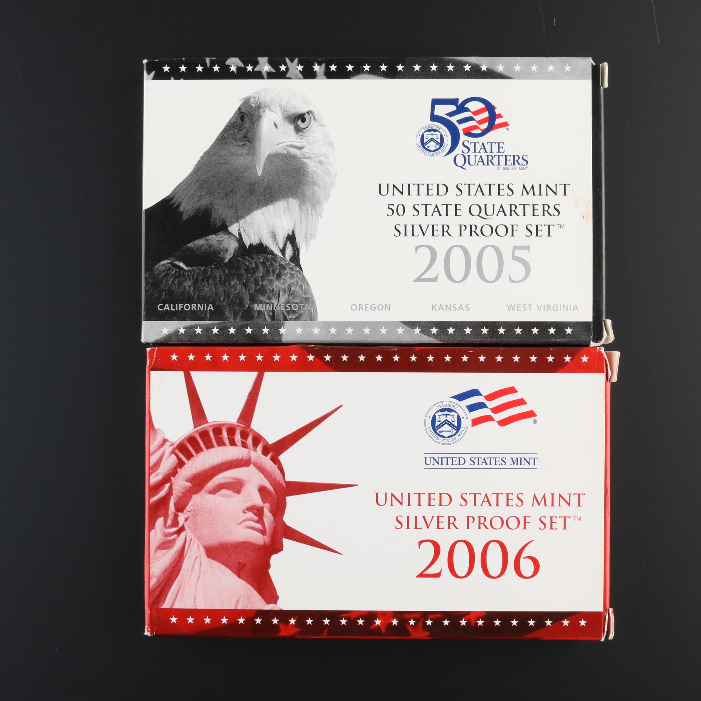 2005 50 State Quarters and 2006 United States Mint Silver Proof Sets