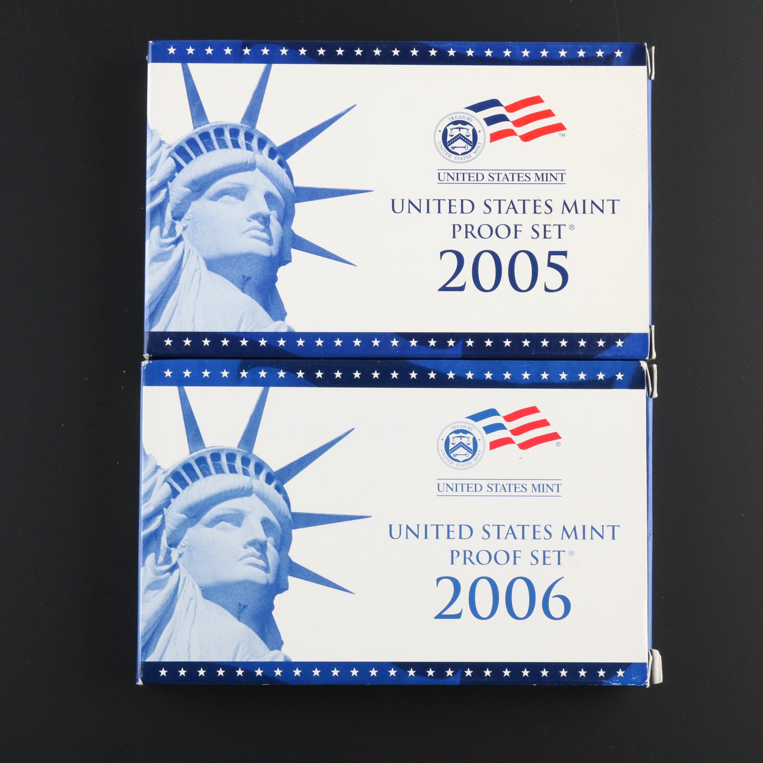 2005 and 2006 proof set from the United States Mint
