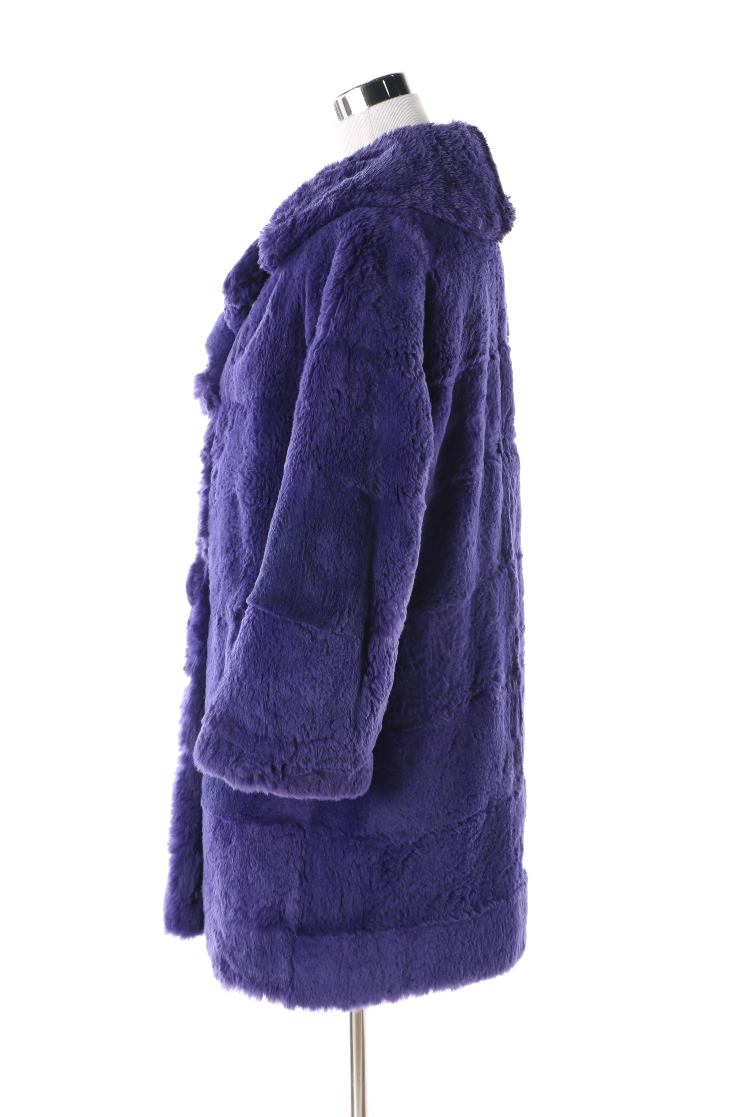 Women's 1960s Vintage Ben Rosenbaum Indigo Sheared Beaver Fur Coat