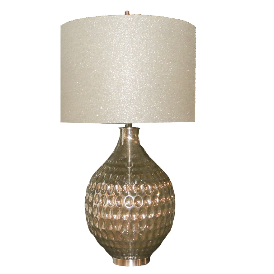 Metallic Table Lamp with Barrel Shade