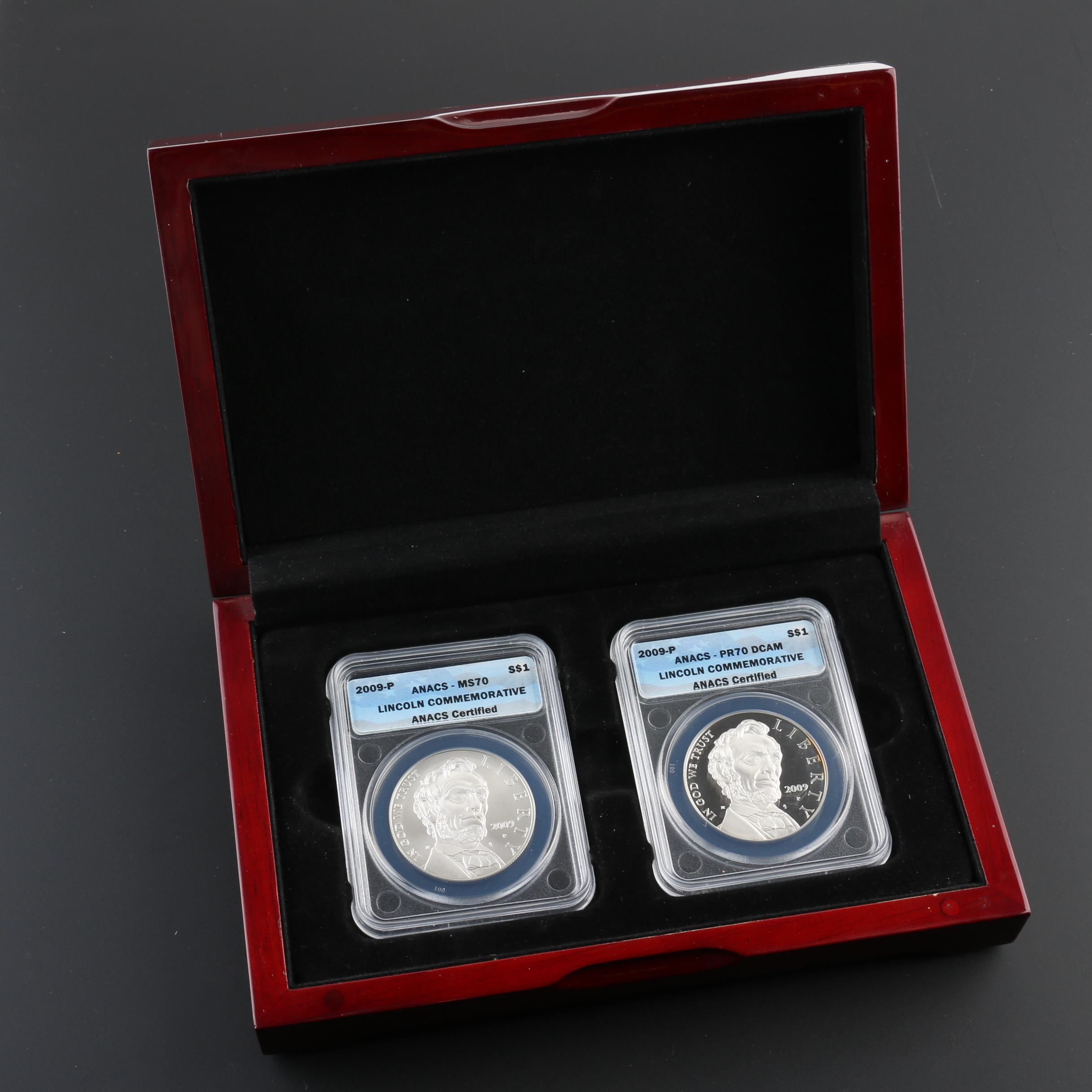 ANACS Graded 2009-P Lincoln Bicentennial Silver Dollars