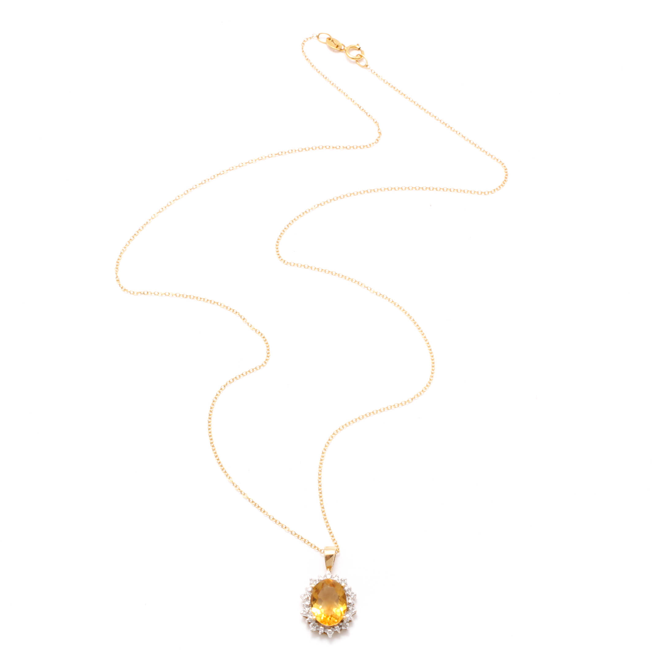 10K Gold Citrine and Diamond Necklace