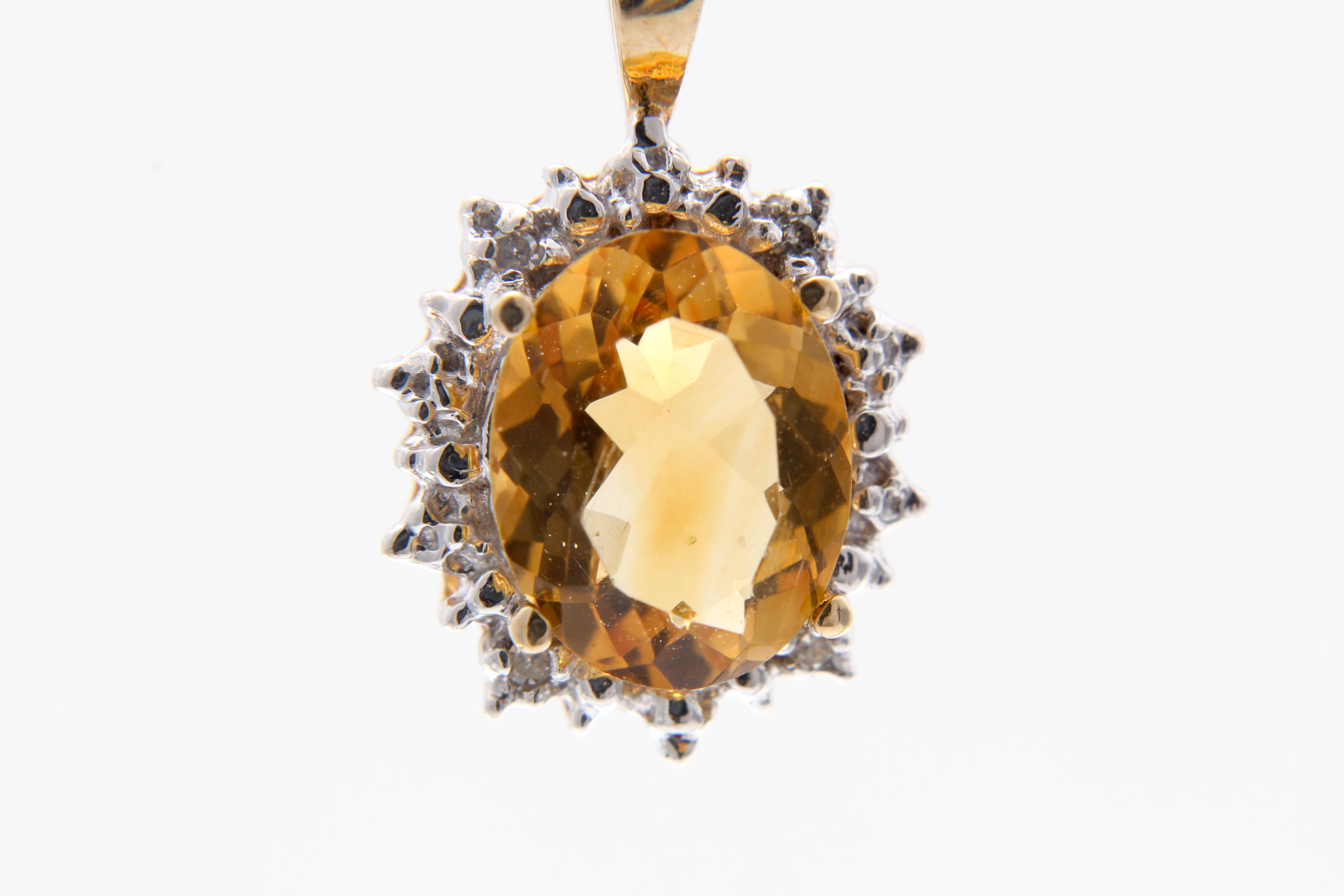 10K Gold Citrine and Diamond Necklace