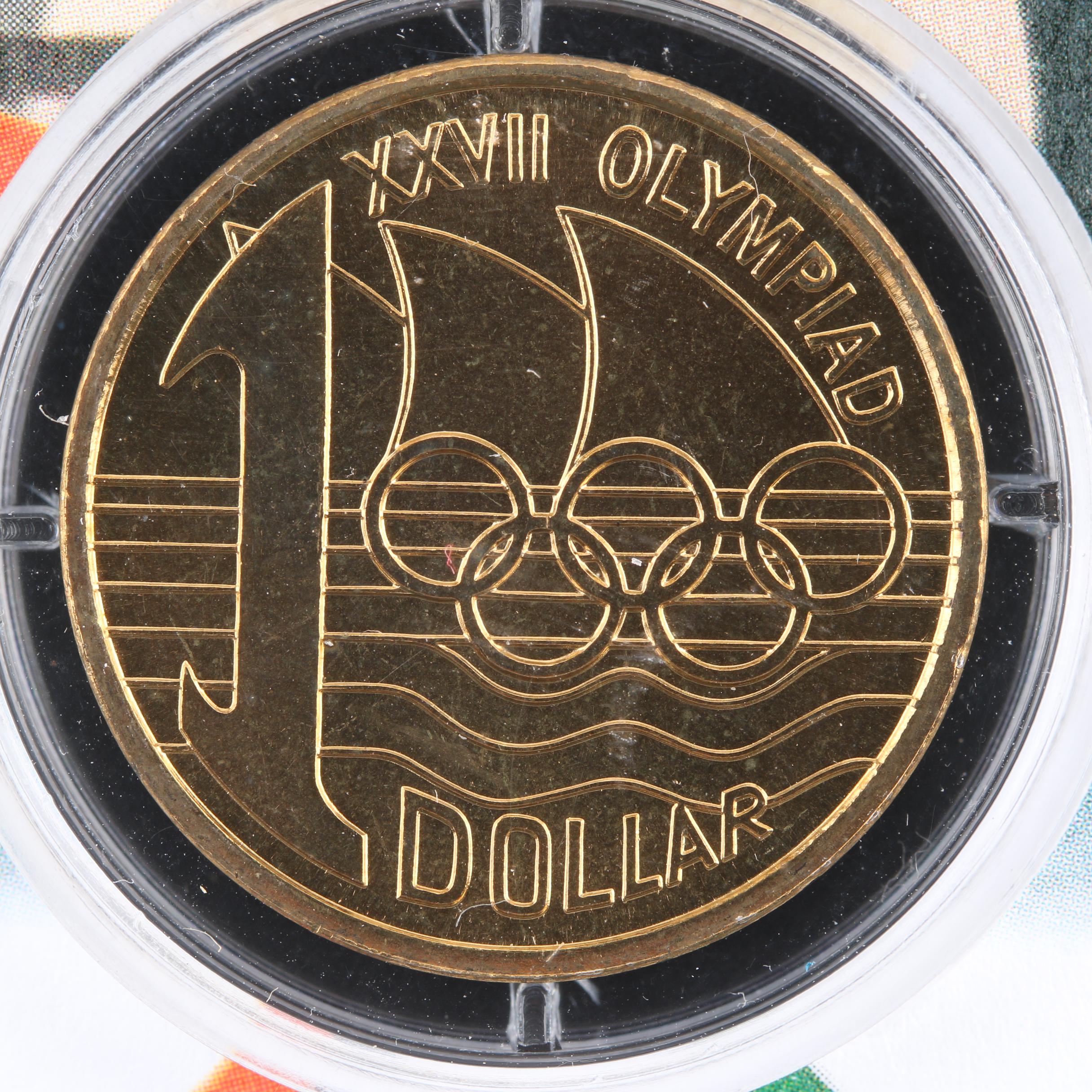 2000 Olympic Games Commemorative Folio and 1787 Spanish Colonial 8 Reales Coin