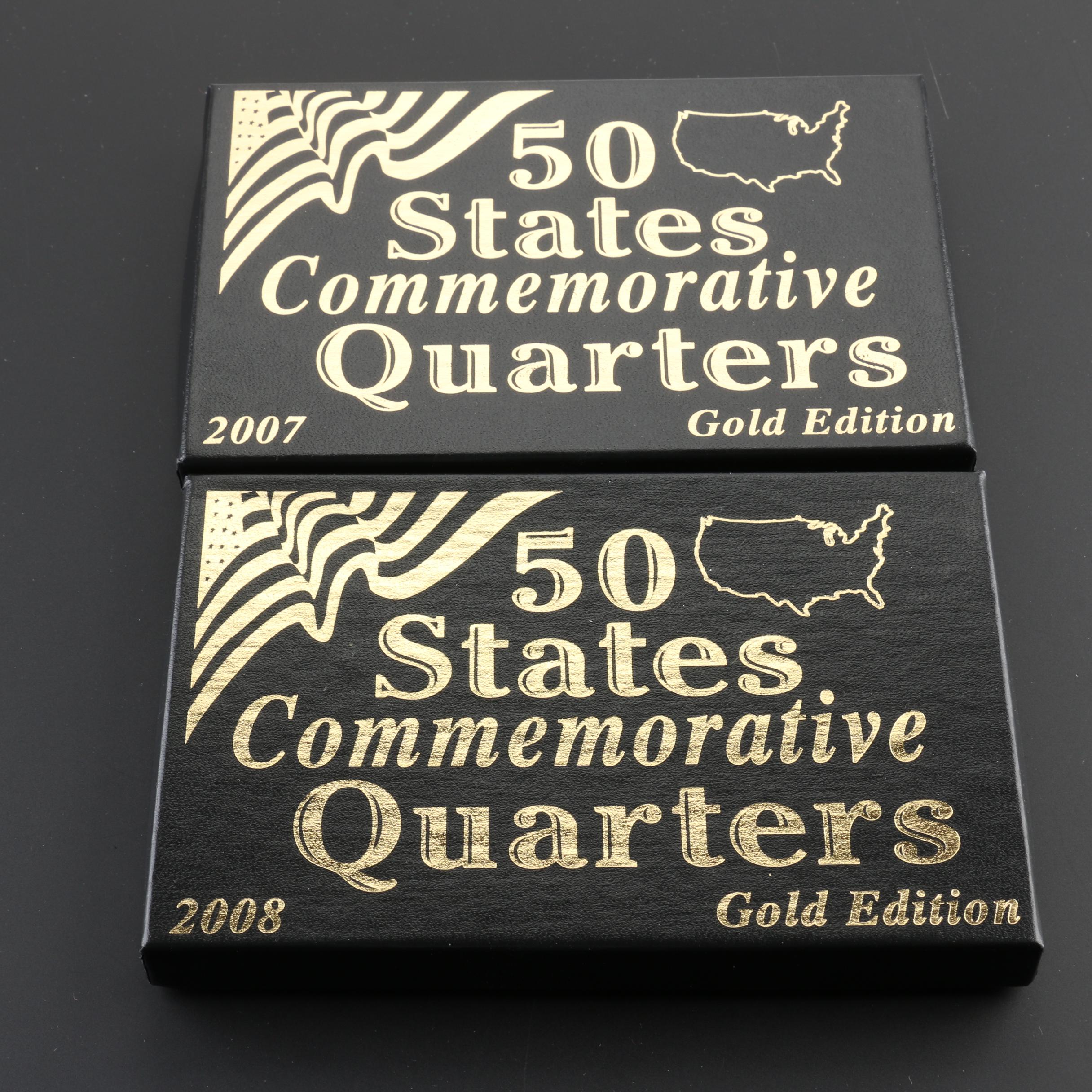 2007 and 2008 Gold Edition 50 Statehood Quarter Sets
