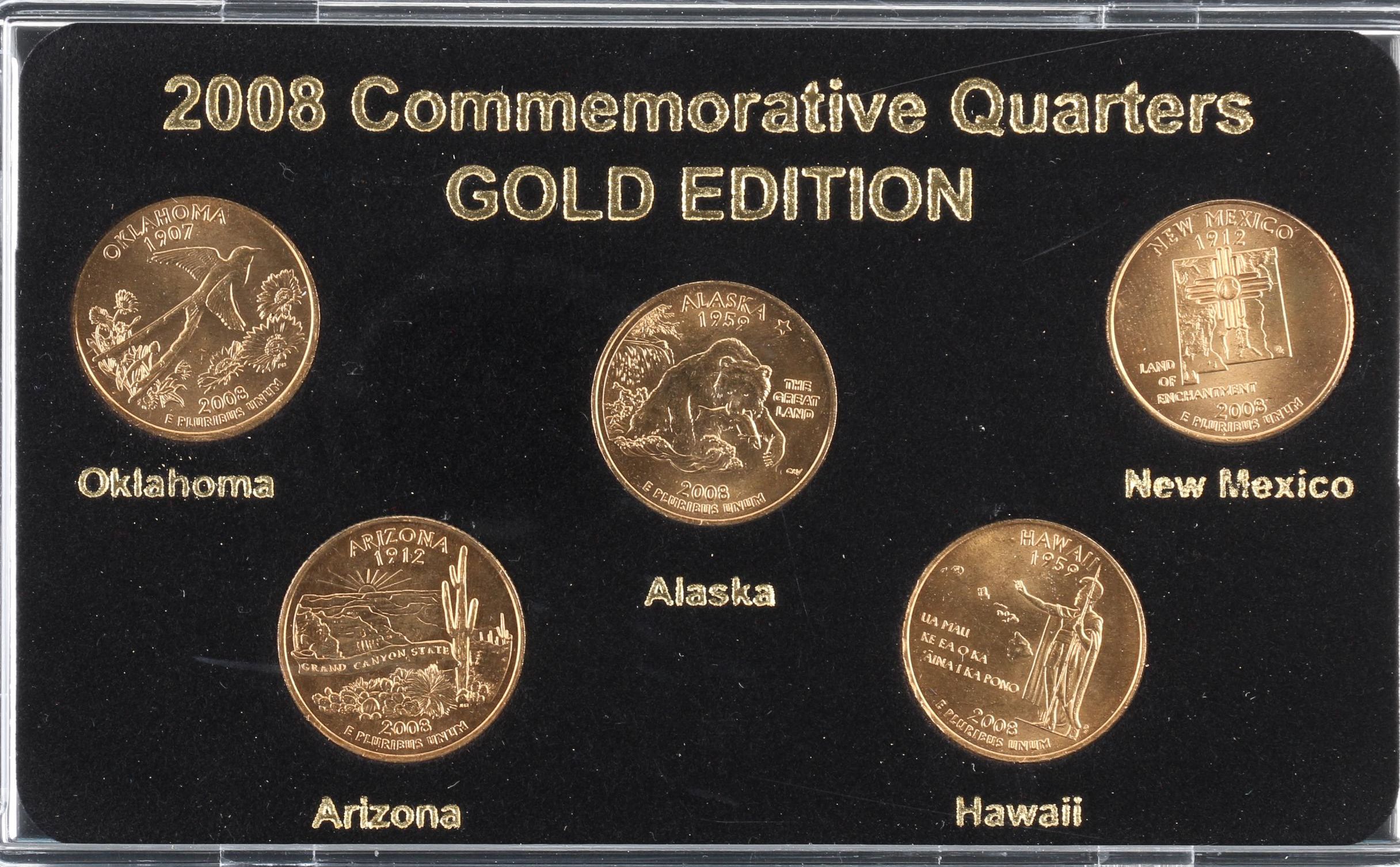 2007 and 2008 Gold Edition 50 Statehood Quarter Sets