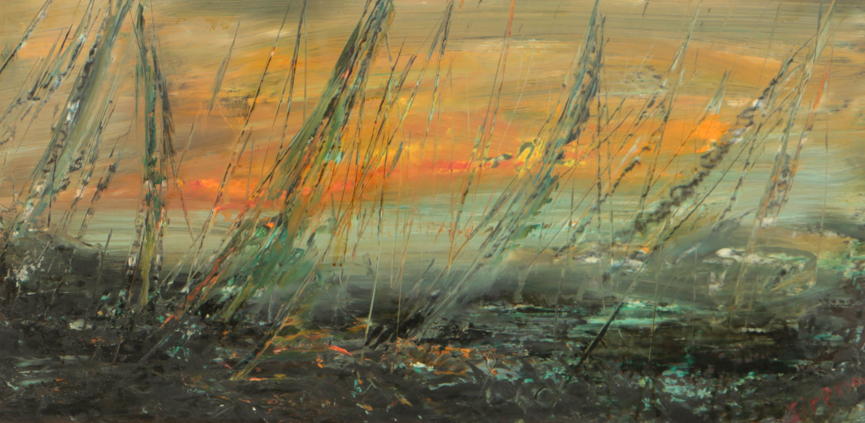 Antonia Sirena Oil on Board Abstract Seascape