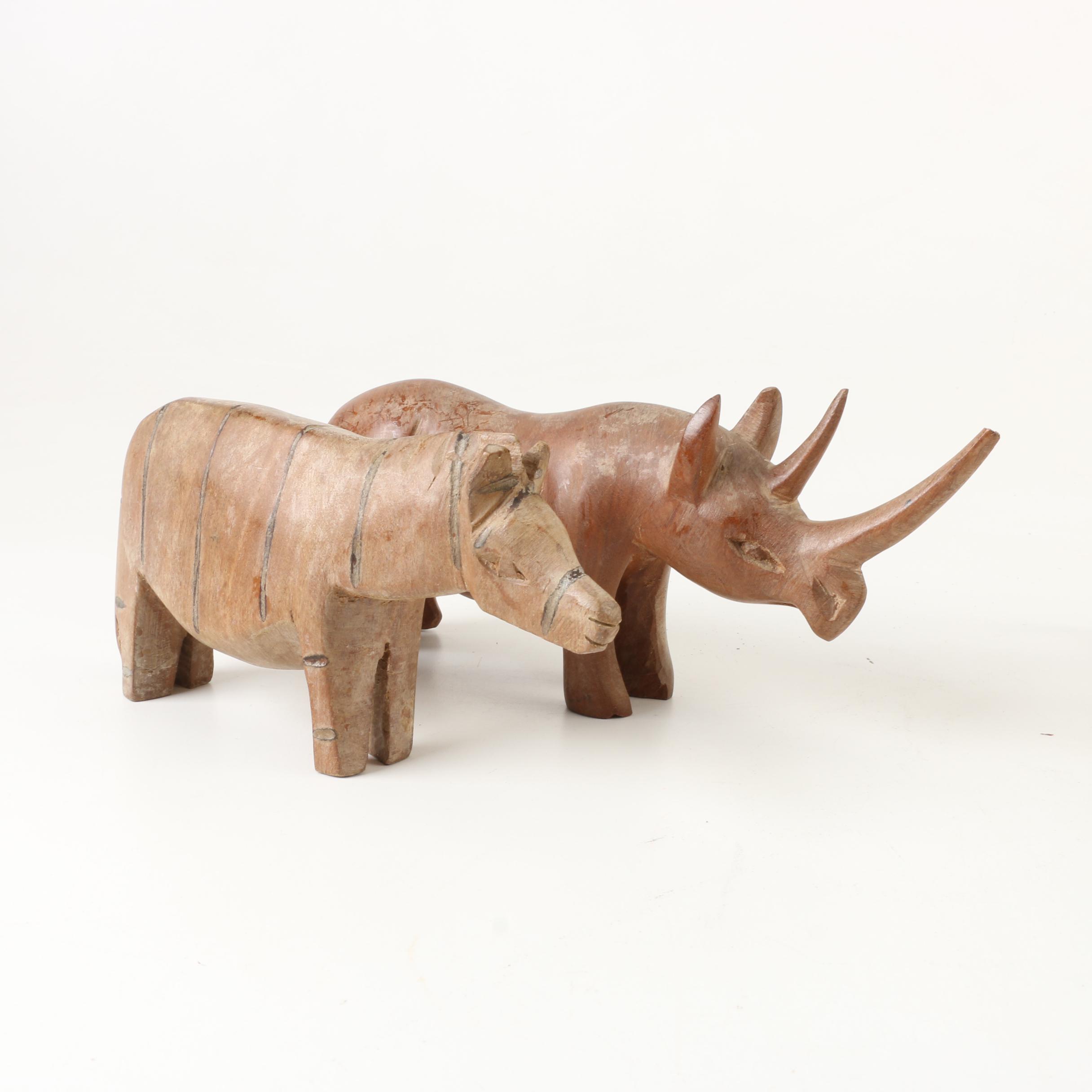 African Hand Carved Wooden Safari Animal Figurines