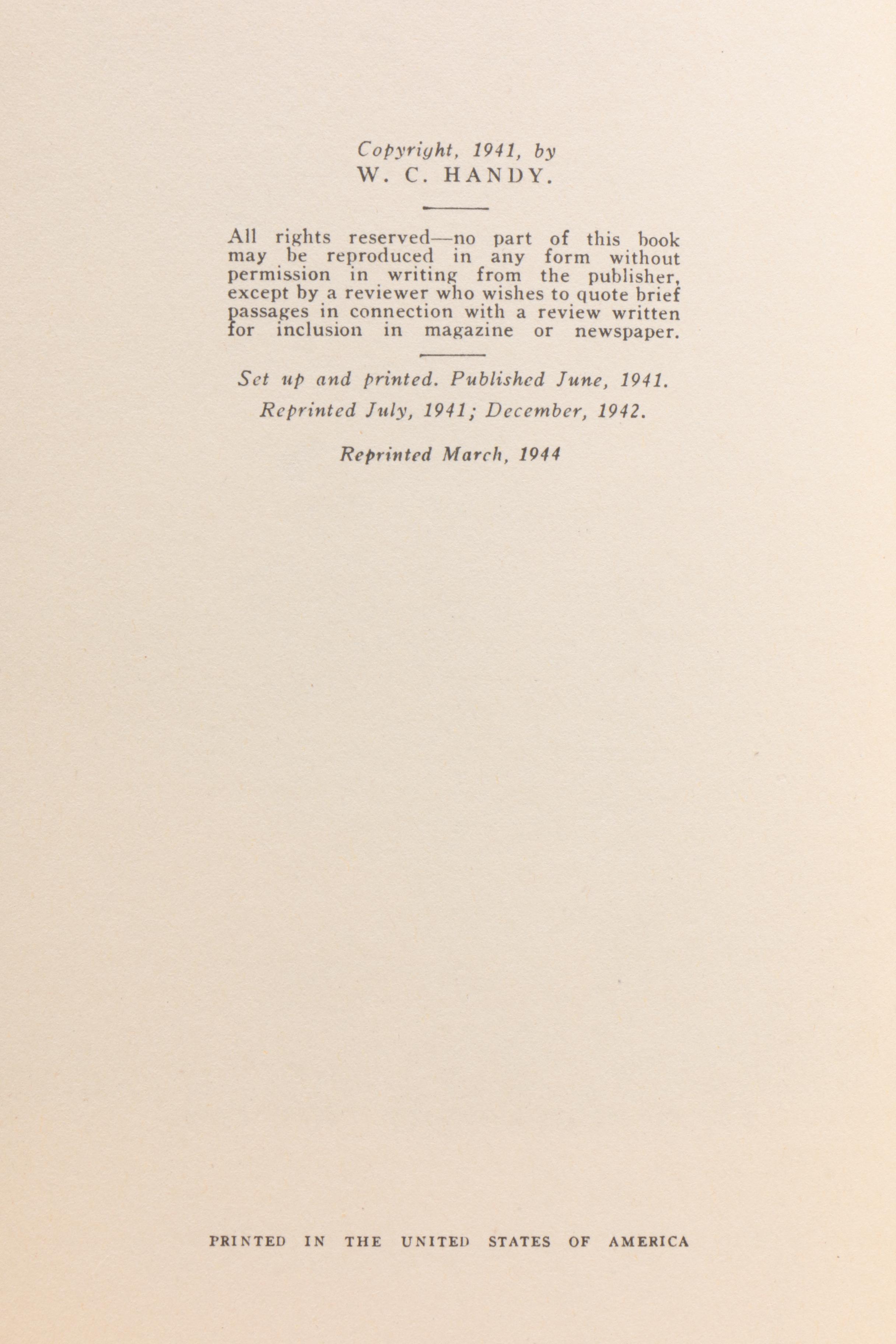 Ex-Libris Jack Bradley 1944 Signed "Father of the Blues" by W.C. Handy