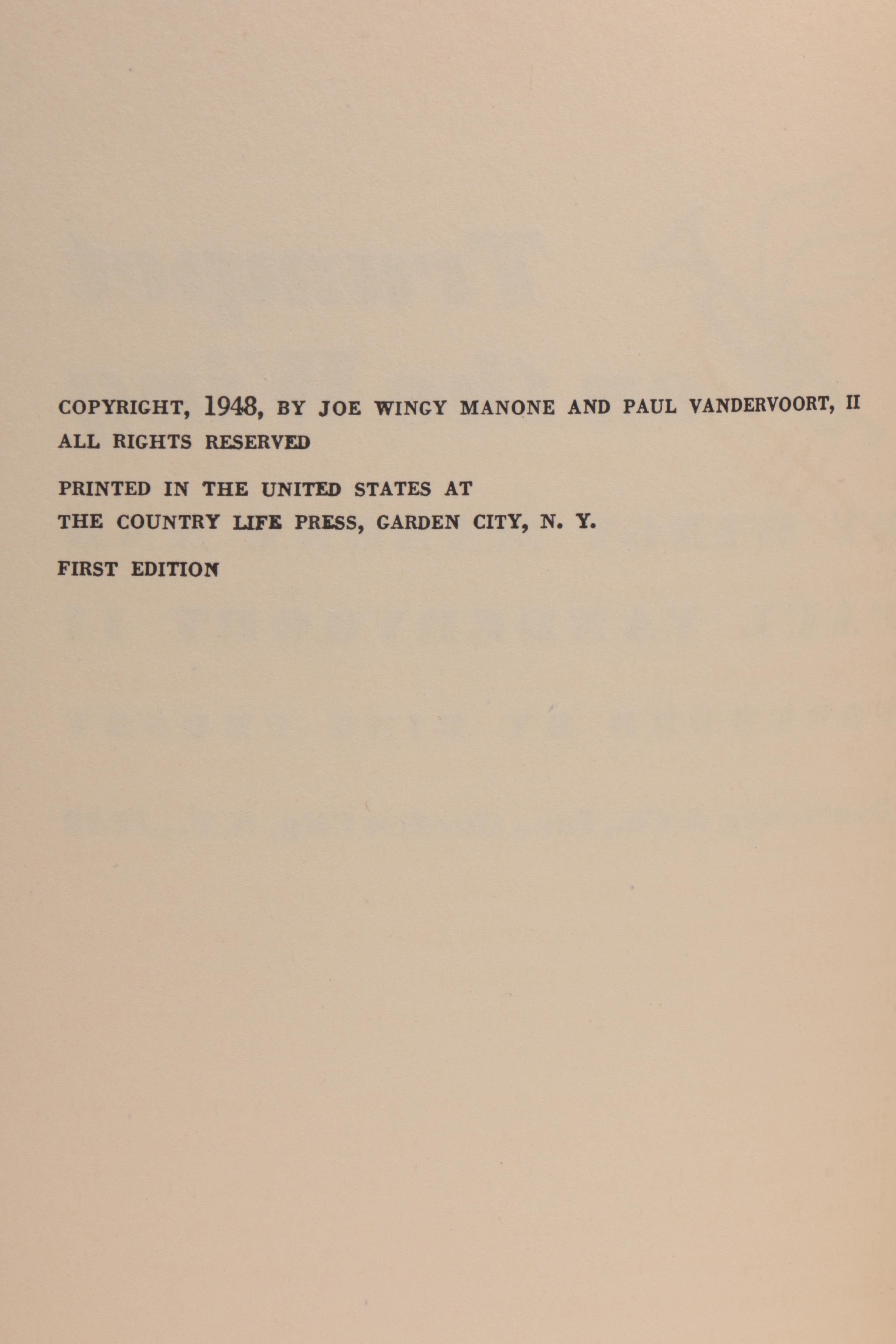 First Edition "Trumpet on the Wing" by Wingy Manone Inscribed to Jack Bradley