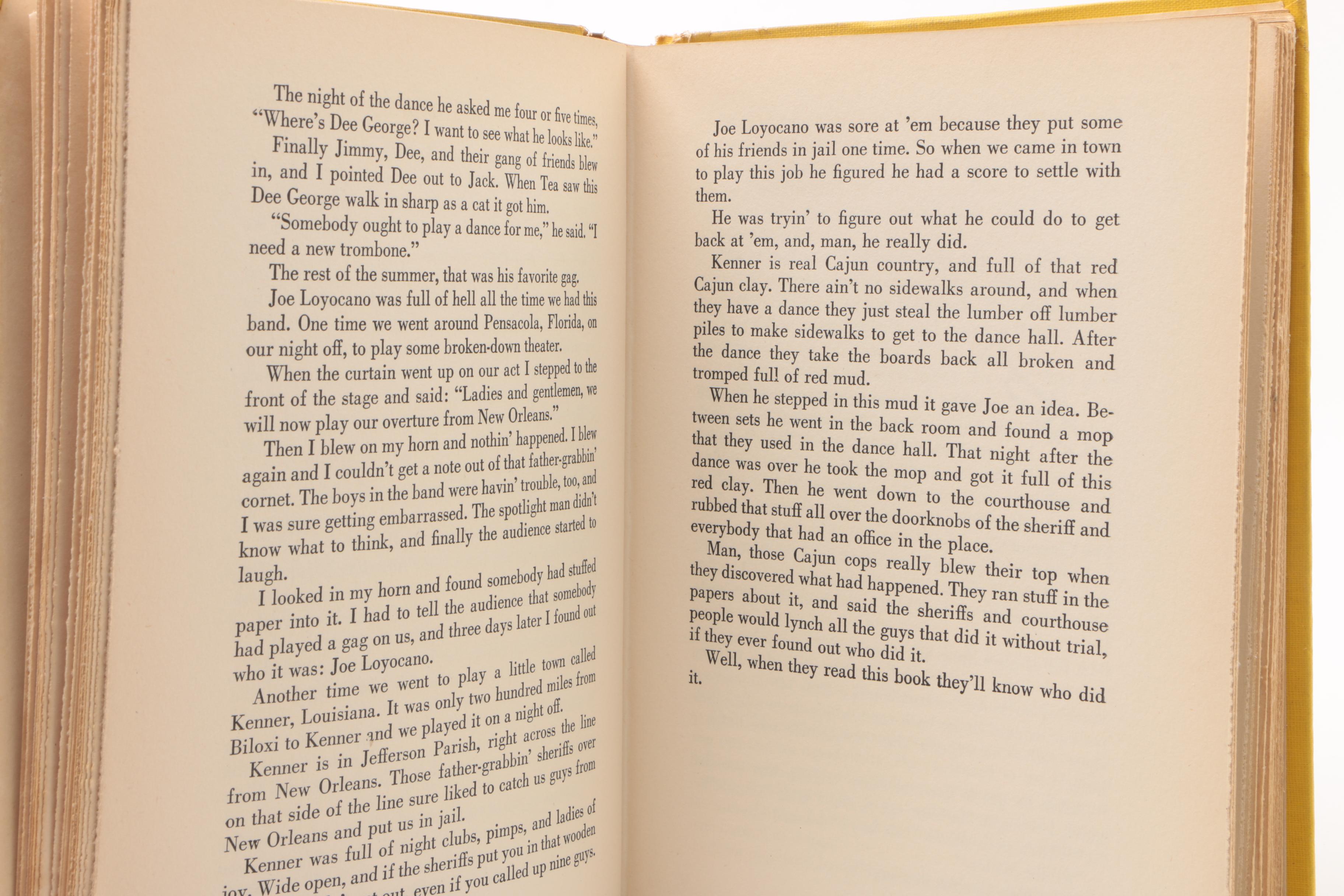 First Edition "Trumpet on the Wing" by Wingy Manone Inscribed to Jack Bradley