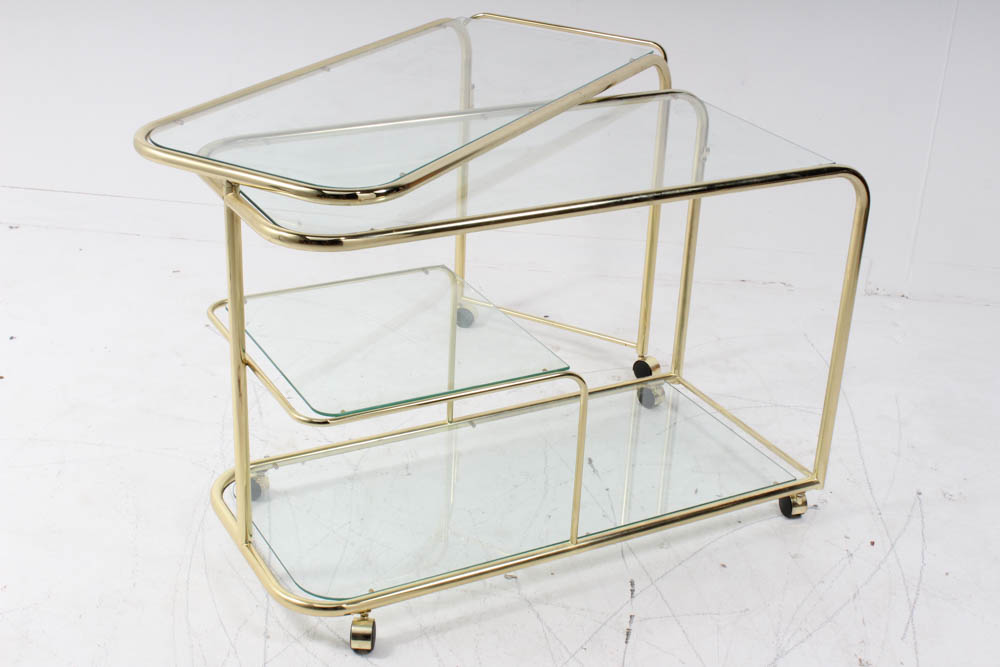 Milo Baughman for DIA Expanding Brass and Glass Bar Cart