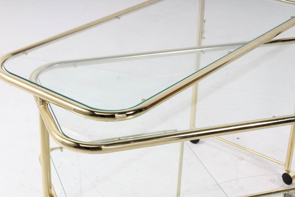 Milo Baughman for DIA Expanding Brass and Glass Bar Cart