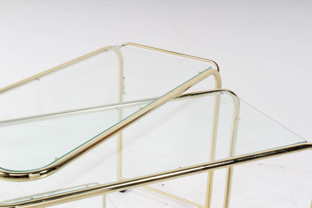 Milo Baughman for DIA Expanding Brass and Glass Bar Cart