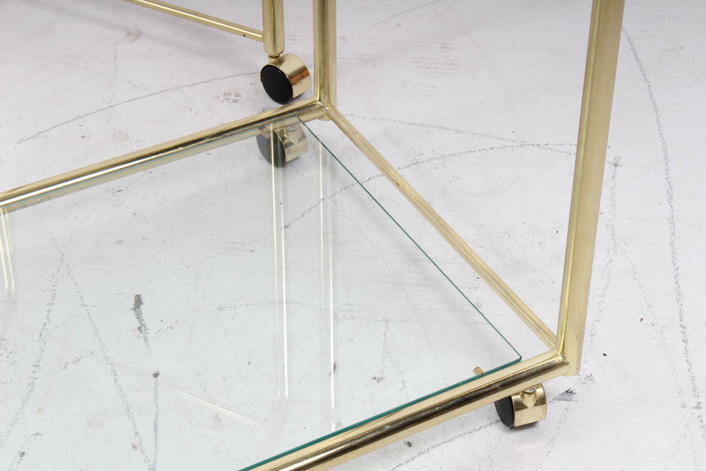 Milo Baughman for DIA Expanding Brass and Glass Bar Cart