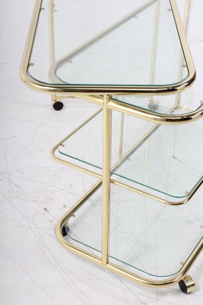 Milo Baughman for DIA Expanding Brass and Glass Bar Cart