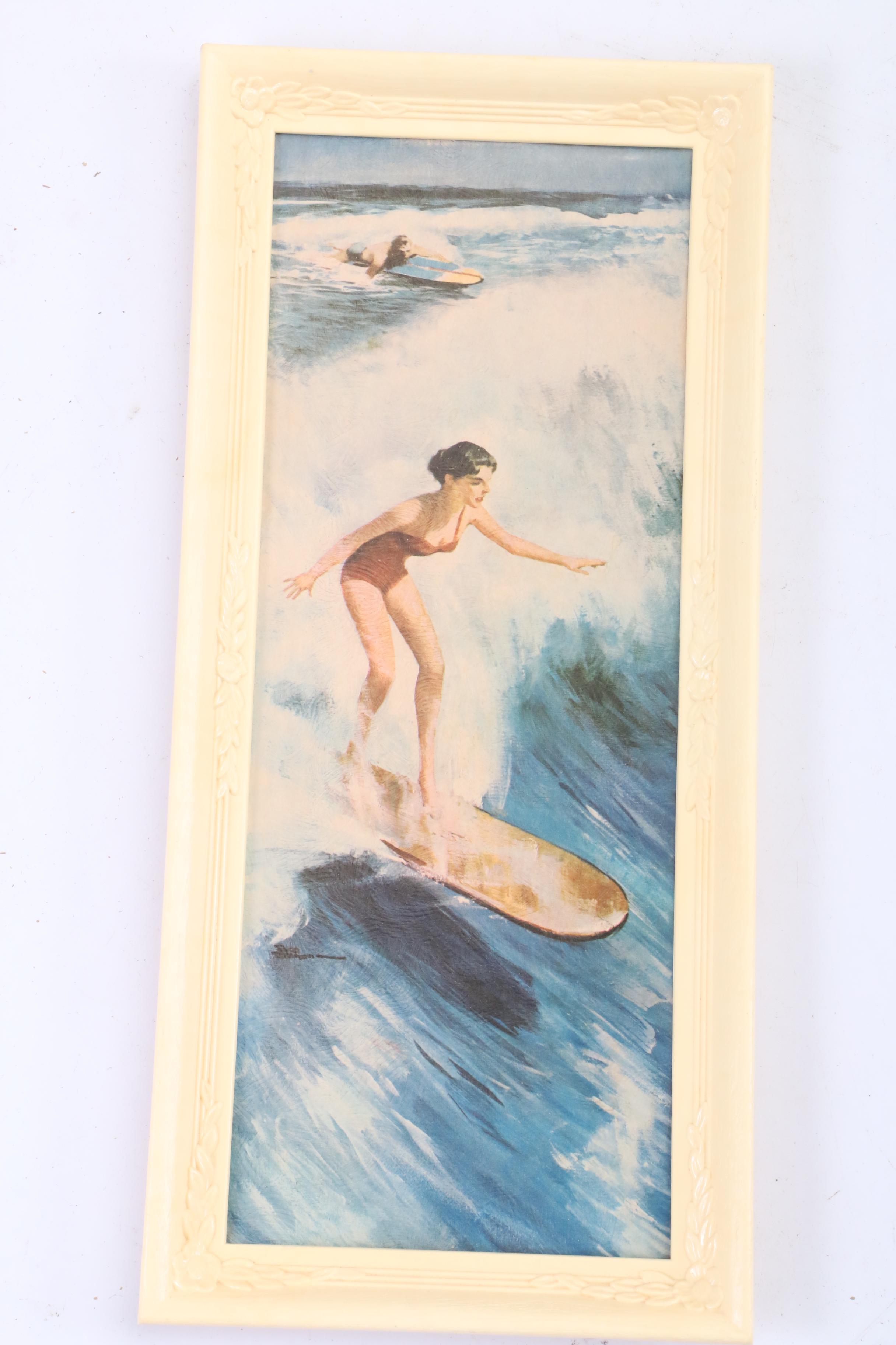1950s-1960s Framed Surfing Prints