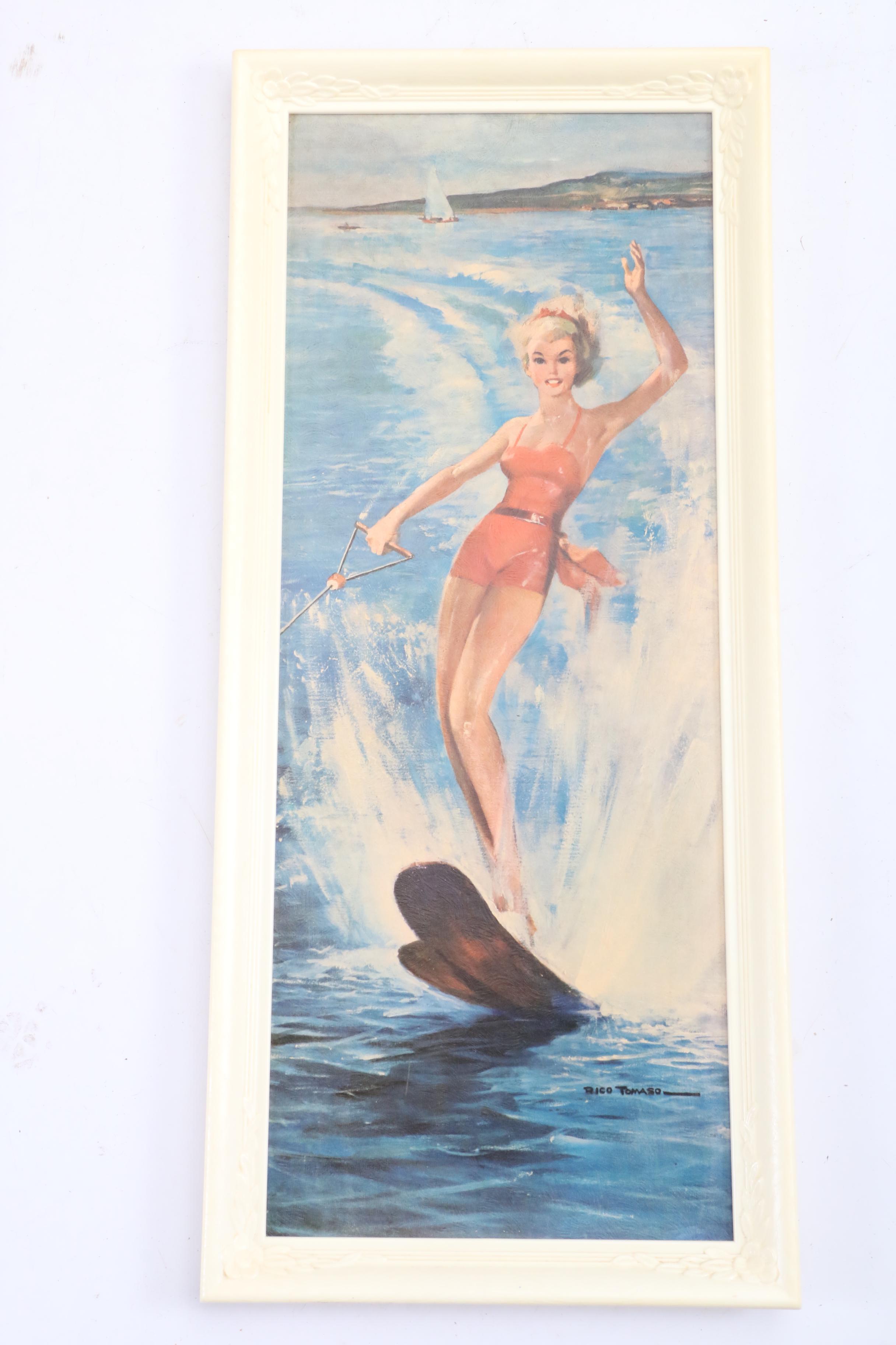 1950s-1960s Framed Surfing Prints