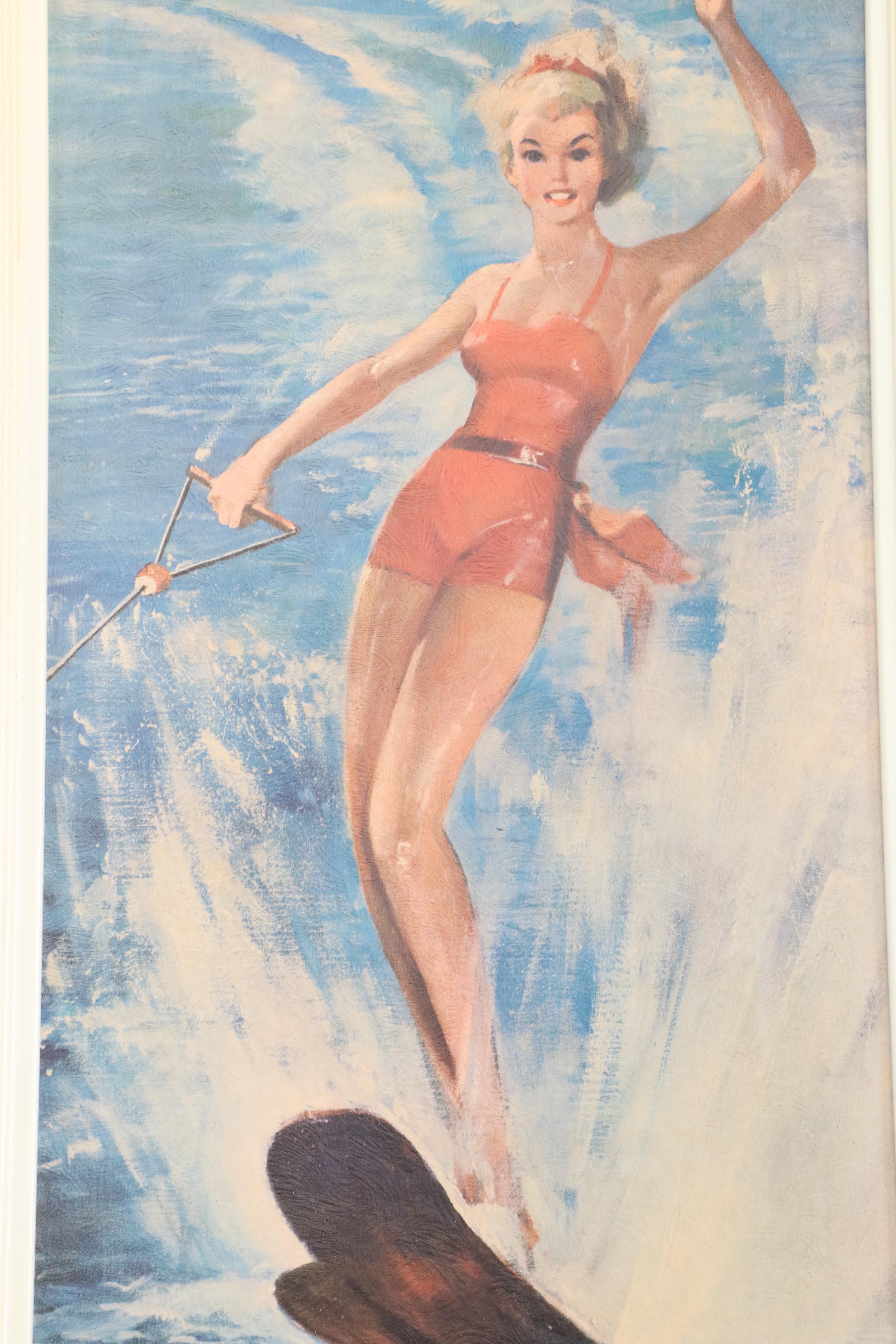 1950s-1960s Framed Surfing Prints