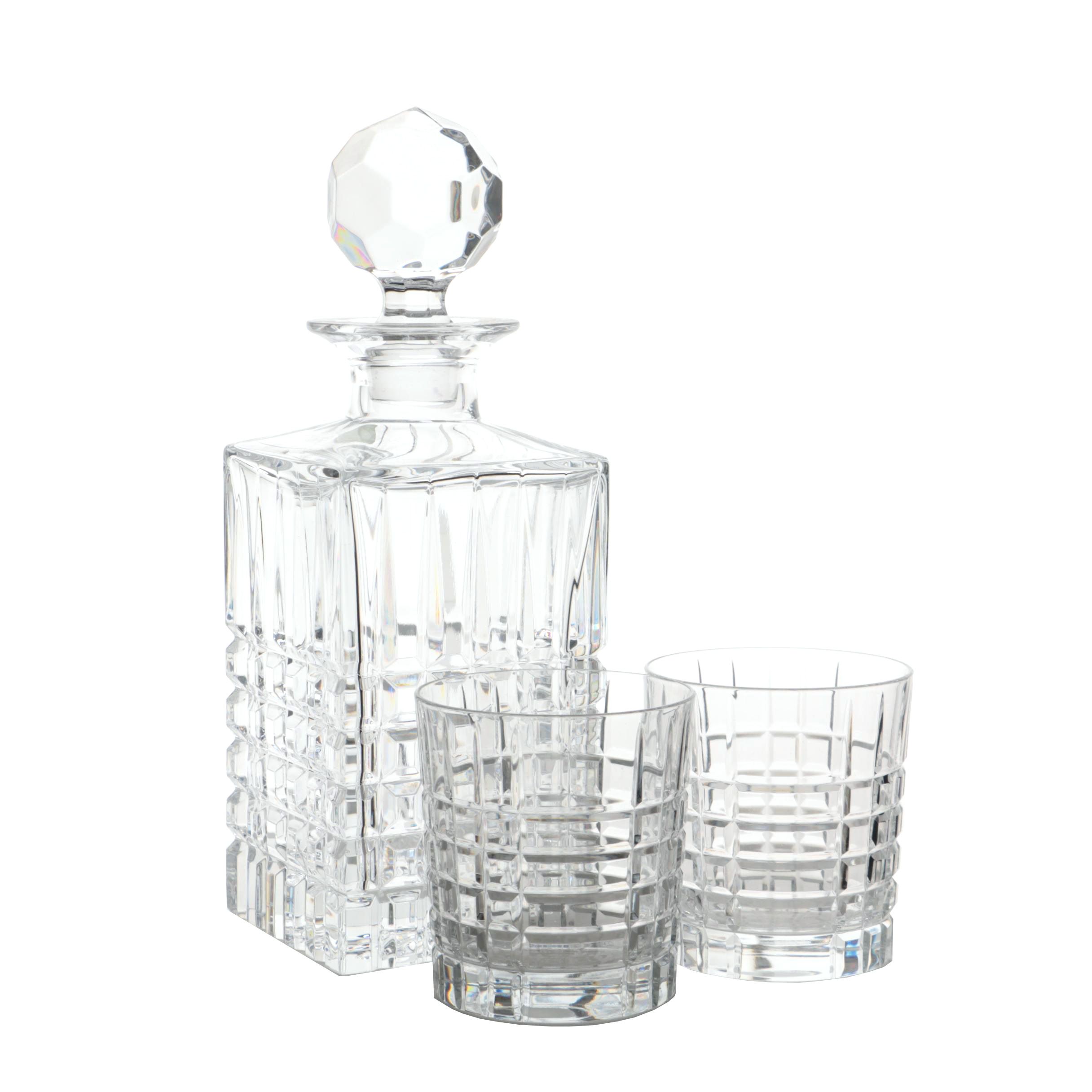 Tiffany & co. Crystal Double Plaid Decanter and Double Old Fashion