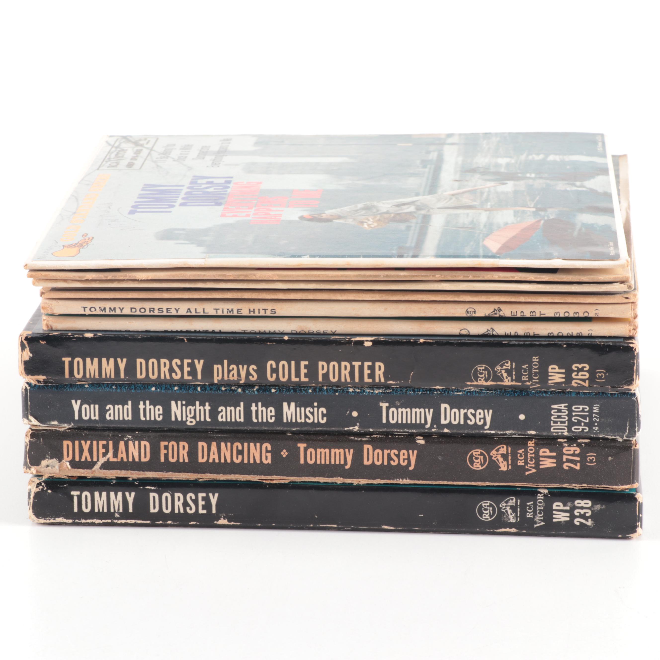 Tommy Dorsey 45 RPM Vinyl Records including "Dixieland for Dancing"