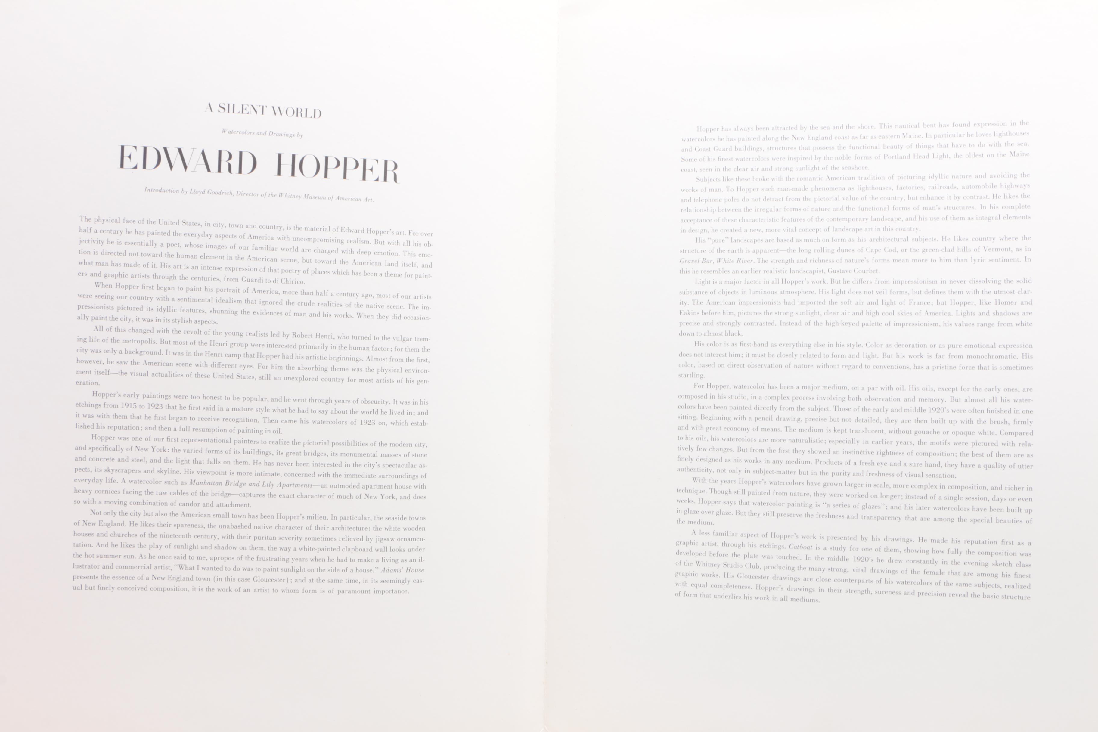 Reproduction Lithograph Portfolio "Edward Hopper: A Silent World"