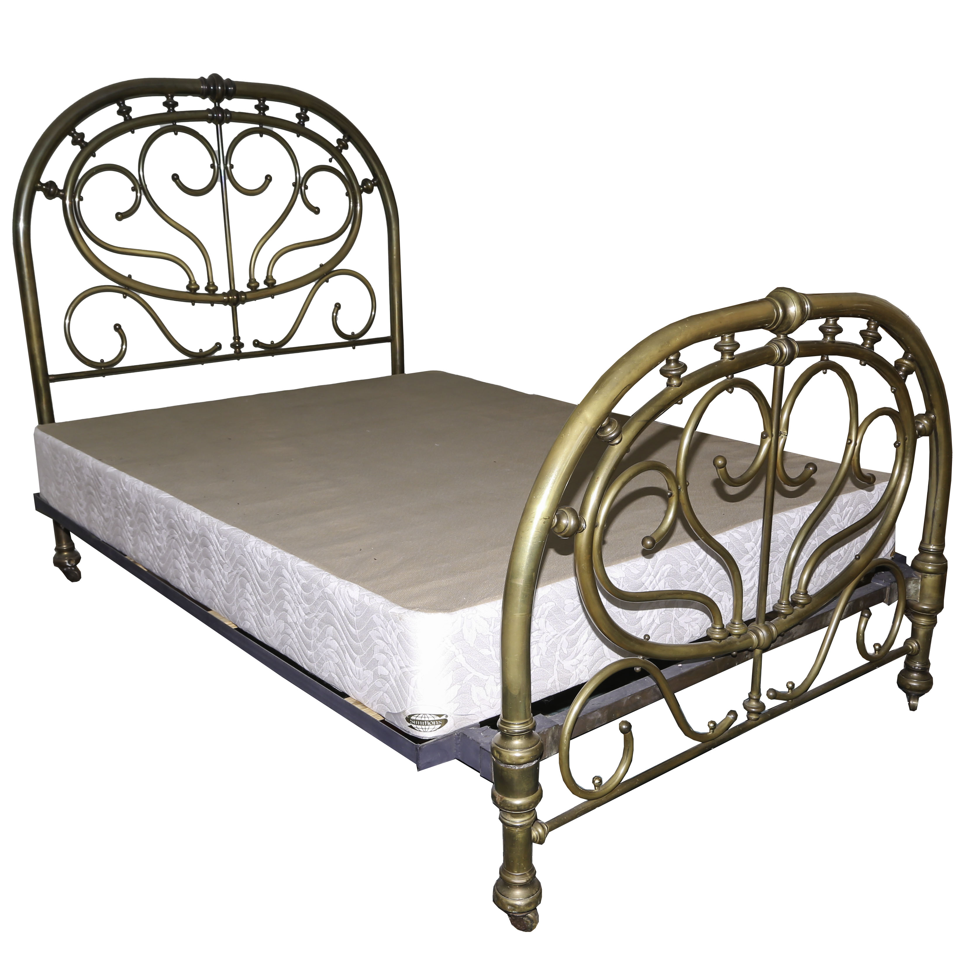 Art Nouveau Brass Bed Frame Queen Sized