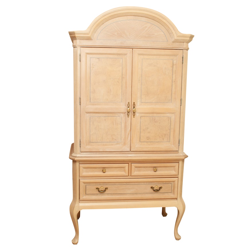 Louis XV Style Blonde Finish Media Armoire, Late 20th Century