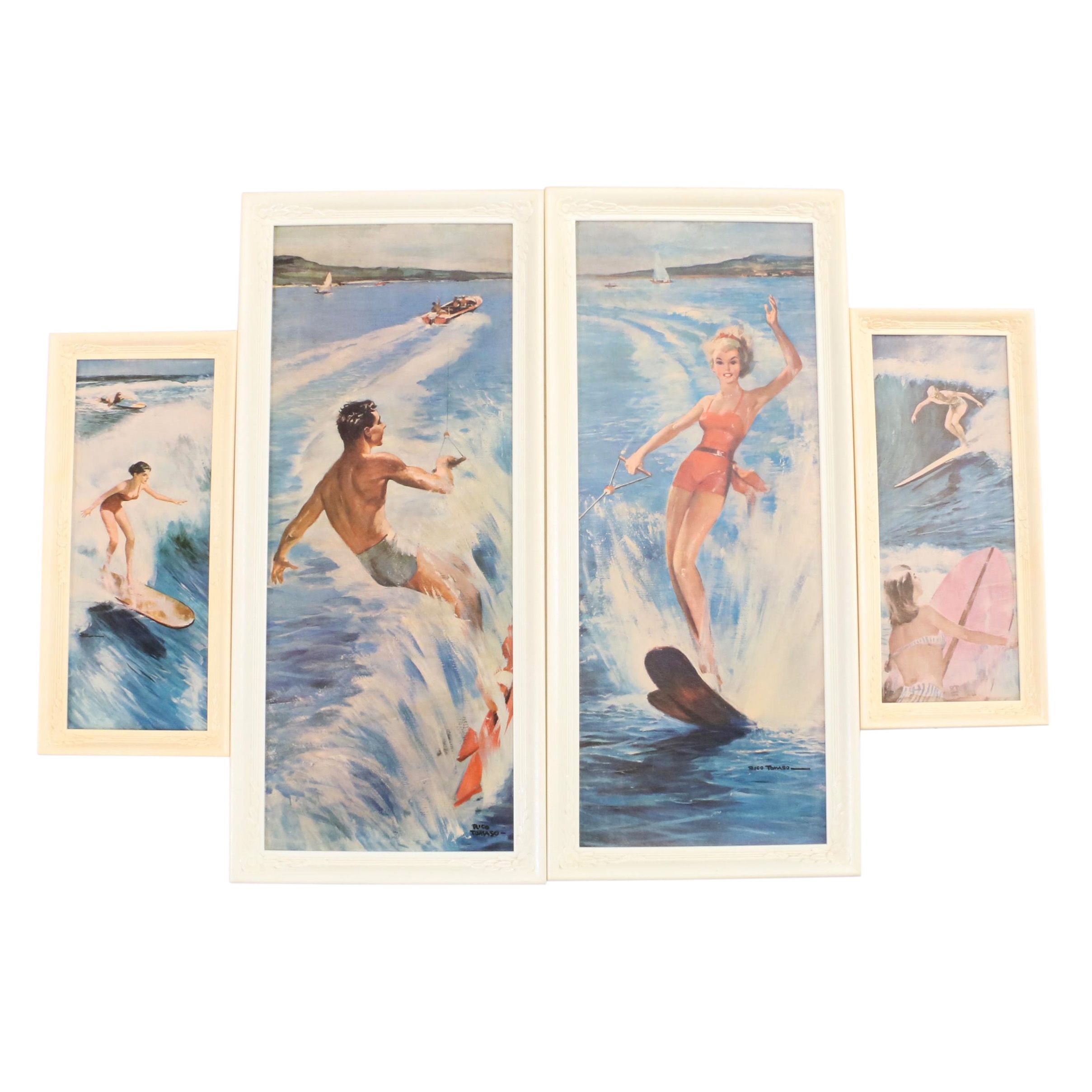 1950s-1960s Framed Surfing Prints