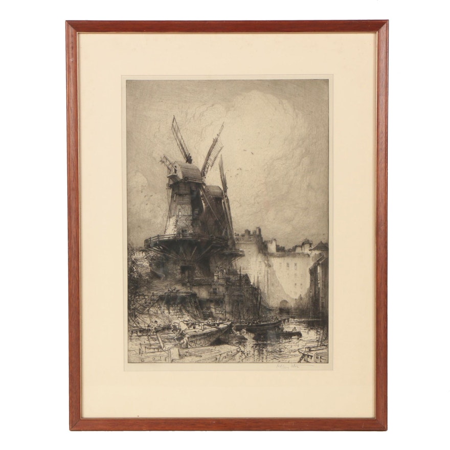 Hedley Fitton Etching "Ancient Landmarks"