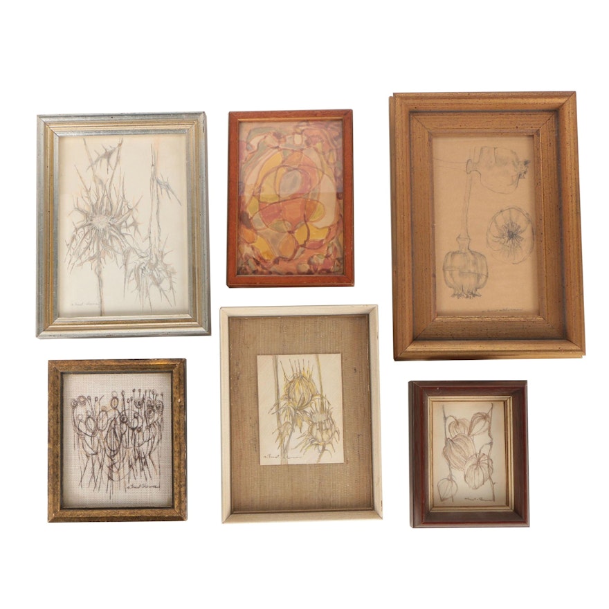 Mix Media Drawings, Including Botanical Specimens