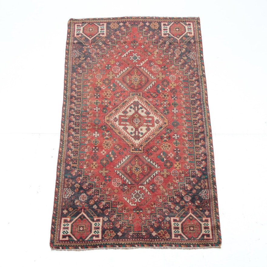 Vintage Hand-Knotted Persian Qashqai Long Rug