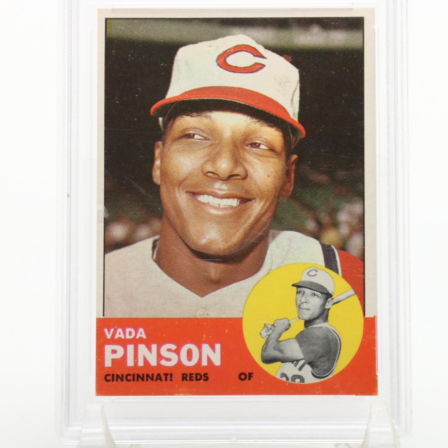 Gus Bell and Vada Pinson Reds PSA 7 Graded Cards and Crosley Field  Doll