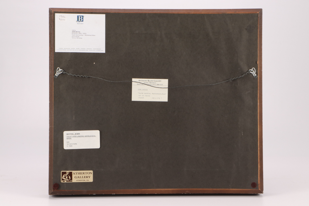 John Rettig Impressionist Oil Painting "Yacht Yard Landing - Marblehead, Mass."