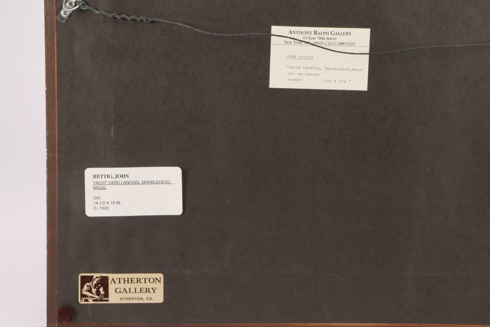 John Rettig Impressionist Oil Painting "Yacht Yard Landing - Marblehead, Mass."