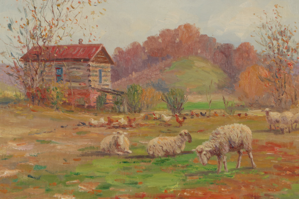 Charles Alfred Meurer Oil Painting of Pastoral Scene