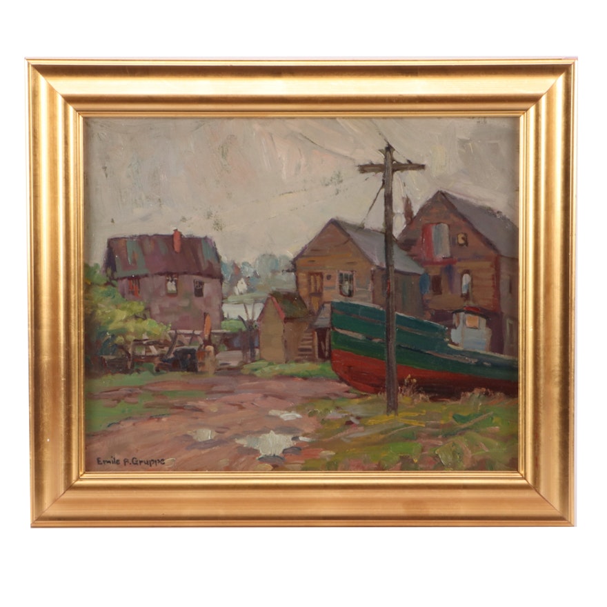 Emile Albert Gruppé Oil Painting "Gloucester Harbor"
