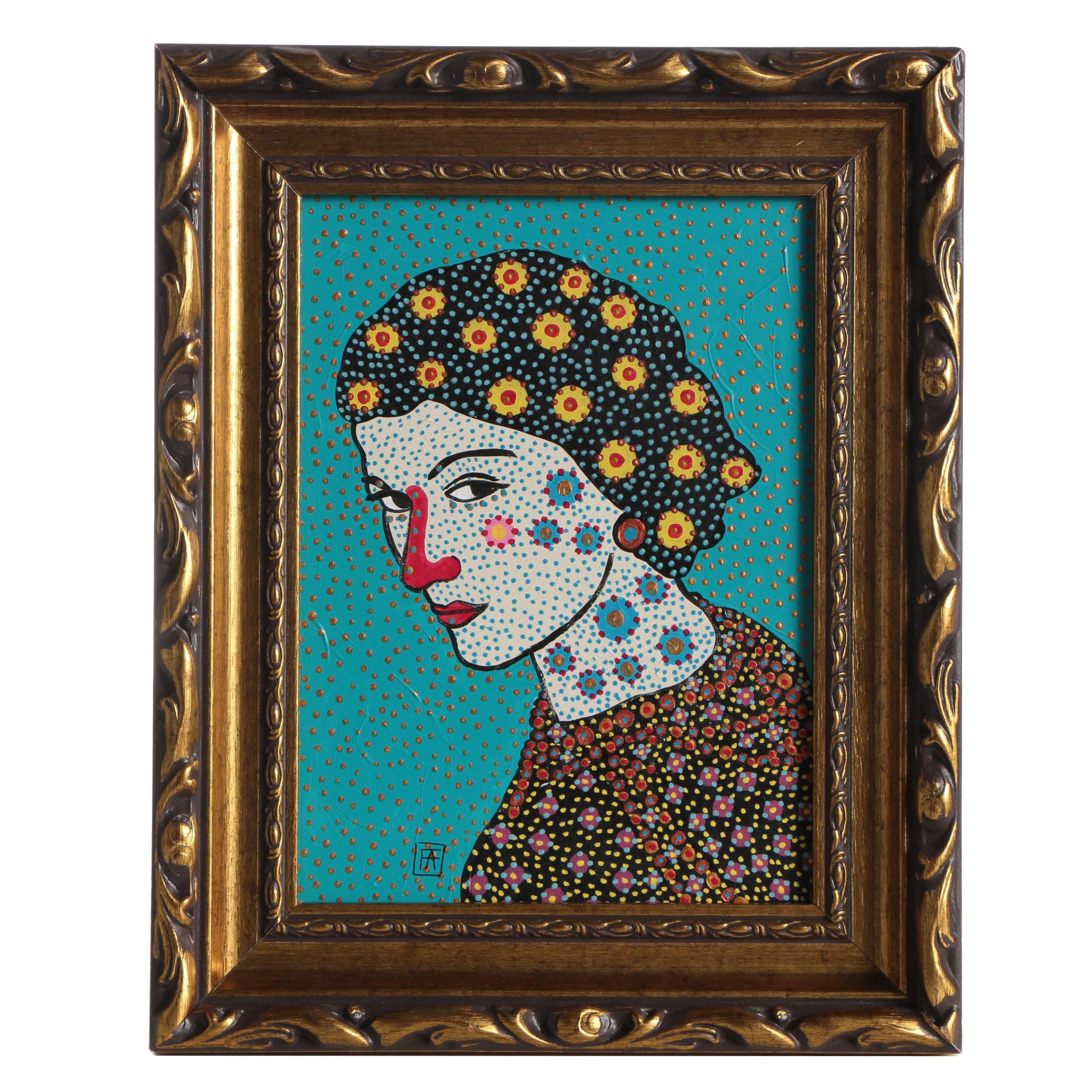 Francois Aguiard Acrylic Painting "Coco Chanel"