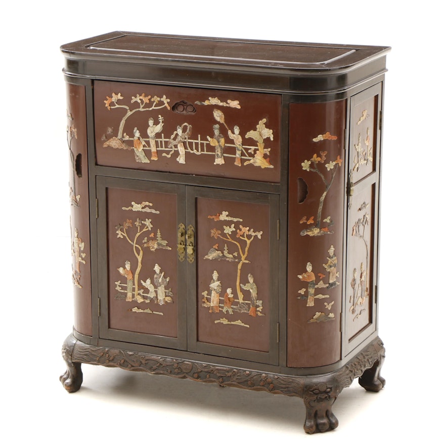 Chinese Bar Cabinet with Bone Inlay