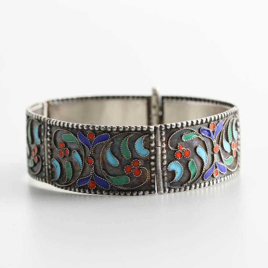 Vintage Sterling Silver Enamel Bracelet