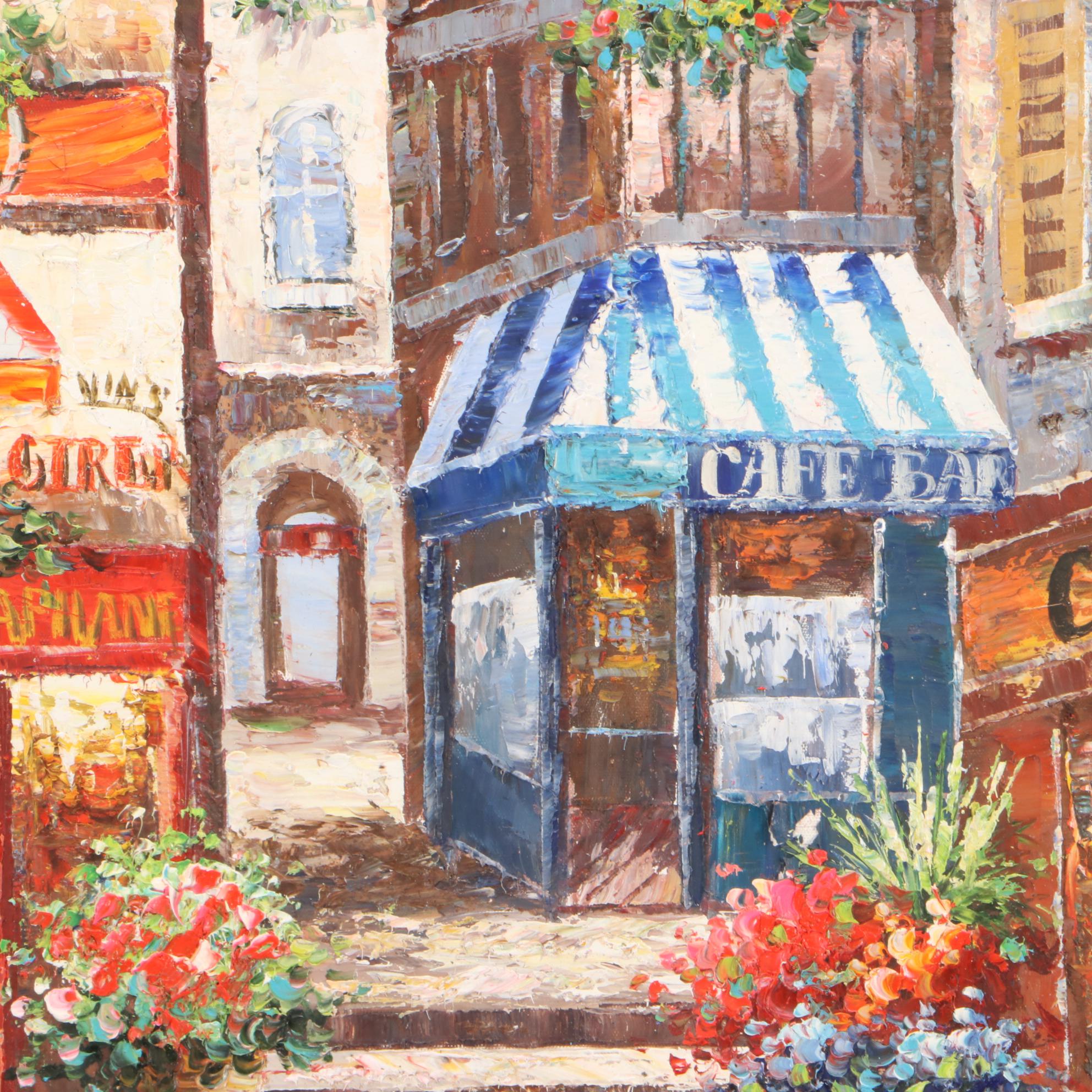 Oil Painting of French Street Scene