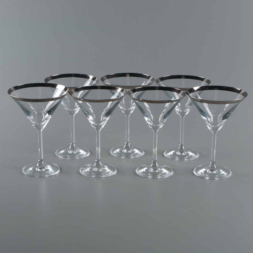 Mid Century Modern Dorothy Thorpe "Silver Band" Martini Glasses